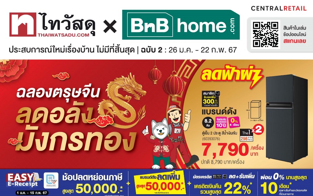 โปรโมชันฉลองตรุษจีนลดอลังมังกรทอง ไทวัสดุและบีเอ็นบีโฮม