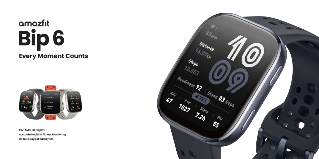 Amazfit เปิดตัวสมาร์ทวอทช์รุ่นล่าสุด Bip 6ตอบโจทย์ทุกไลฟ์สไตล์การใช้งานในทุกวันของคุณ 5 Bip 6 Product kv H 3