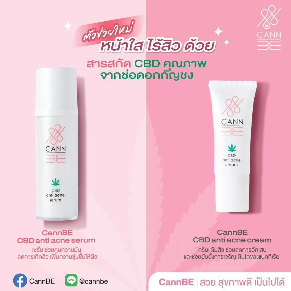 CannBE ผลิตภัณฑ์ดูแลผิวหน้า ด้วยสารสกัด CBD คุณภาพจากช่อดอกกัญชง ช่วยต่อต้านอาการอักเสบ มีสารต้านอนุมูลอิสระ ช่วยชะลอและลดเลือนริ้วรอยก่อนวัย 3 CannBE